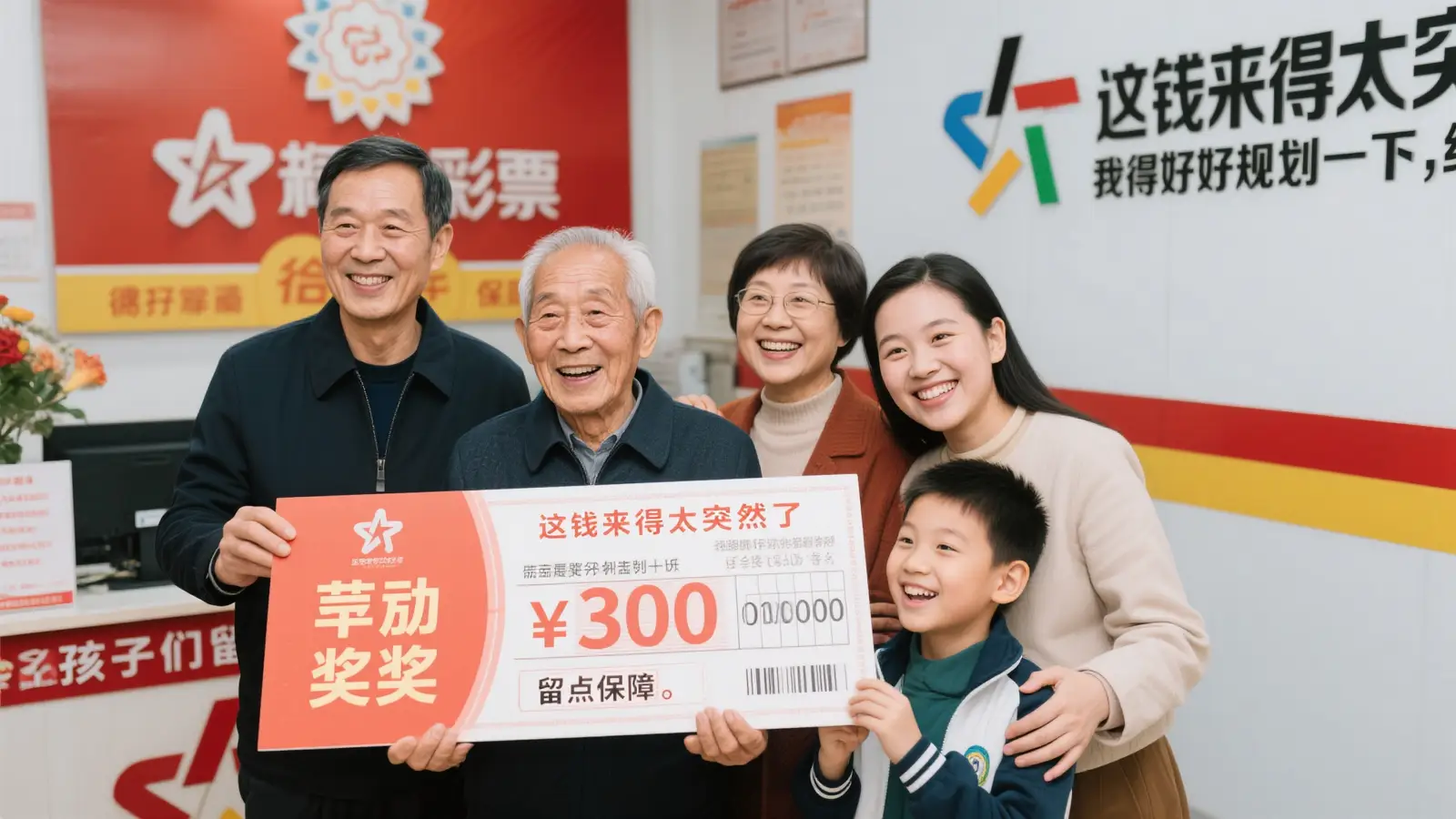 花甲老人10元购彩喜中7星彩500万，携家人共享兑奖喜悦