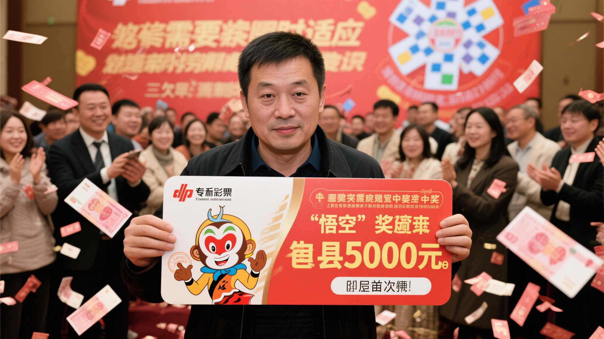 体彩1.77亿大奖得主戴悟空面具现身兑奖 仅短谈5分钟